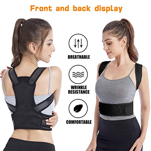 Slimerence Posture Corrector, Scoliosis Humpback Correction Belt, Adjustable Comfort Invisible Belt, Back Humpback Kyphosis, for Man Woman Adult Students Children Black S(12-29")