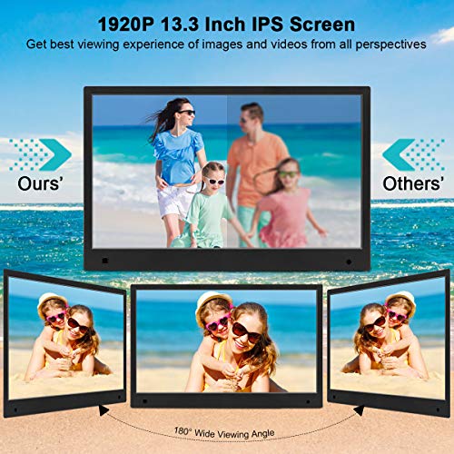 Digital Picture Frame, Jimwey 13.3 Inch 1920x1080 IPS Screen Digital Photo Frame with Motion Sensor, Support Video Music Video USB Drive SD Card, Also as an Advertising Machine, Calendar, Video Player - Thumbnail 3