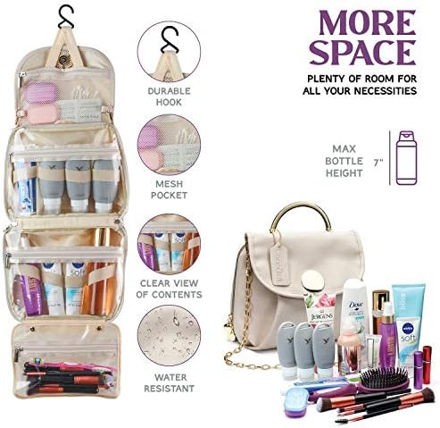 Chandelli Toiletry Bag Fashionable Makeup Bags for Women and Travel Size Toiletries use as a Travel Makeup Bag and Cosmetic Bag (Cream) 3 Chandelli Toiletry Bag Fashionable Makeup Bags for Women and Travel Size Toiletries use as a Travel Makeup Bag and Cosmetic Bag (Cream)