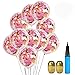 UTOPP 20 Pack Tropical Confetti Balloons Hot Pink and Gold, Flamingo 12 Inch Clear Latex Party Balloon with Confetti Inside for Wedding Bday Bridal Shower Confession Engagement Valentines Decorations