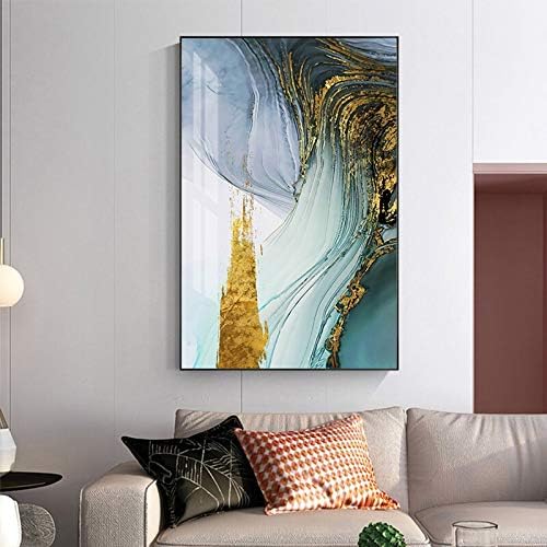 xingbu No frame Modern Abstract Blue Green Gold Foil Canvas Painting Purple Decor Fashion Wall Art Picture for Living Room Modern Poster Print 40x60cm