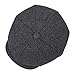 BOTVELA Men's 8 Piece Wool Blend Newsboy Flat Cap Herringbone Pattern in Classic 5 Colors (Black, XL)