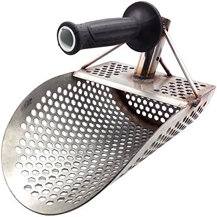 Beach Sand Scoop, 11-8-8 Inch Super Huge Volume, 2mm Thickness Durable 308 Stainless Steel Detector Scoop, Fit for Water Metal Detecting, Beach Treasure Hunting
