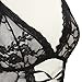 FENTI Womens' Handcuff Gartered Belt Lingerie Midnight Affair Set G-String,Sexy Black/M