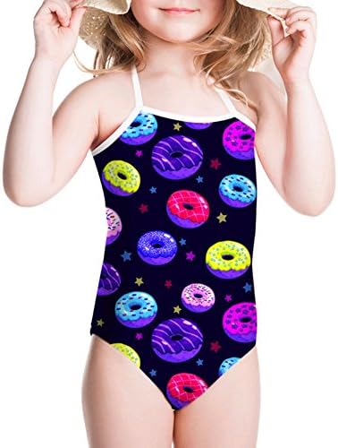 Getime Cartoon Doughnuts One Piece Swimsuit Girls Swimwear Bikini Donuts Printed Bathing Suit