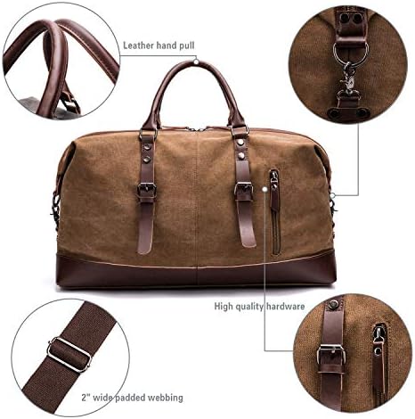 Travel Bag with Durable Canvas and Pu Leather is not Easy to Tear and Break, Suitable for Business Trip, Tourism, Camping and Outdoor Activities (Brown) 3 Travel Bag with Durable Canvas and Pu Leather is not Easy to Tear and Break, Suitable for Business Trip, Tourism, Camping and Outdoor Activities (Brown)