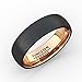 Duke Collections 6mm Black Tungsten Ring Wedding Band Matte Brushed Dome Shape Rose Gold Comfort Fit