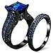 ZHENYUL 2.0ct Women's Black Gold Blue Sapphire Princess Cut CZ Topaz Anniversary Band Engagement Bridal Wedding Rings Set Jewelry
