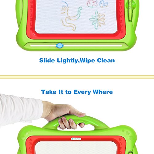 Magnetic Drawing Board, Geekper Green Erasable Colorful Magna Doodle Drawing Board Toys for Kids Writing Sketching Pad, with 5 Shape Stamps