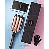 3-Barrel-Curling-Iron-Professional-Three-Barrel-Hair-Mermaid-Waves-Curling-Wand-Fast-Heating-25mm-Hair-Curler-Adjustable-Temperature-with-LCD-Display-for-Long-or-Short-Hair-Styling-Wattne-H1 3 Barrel Curling Iron, Professional Three Barrel Hair Mermaid Waves Curling Wand Fast Heating 25mm Hair Curler…