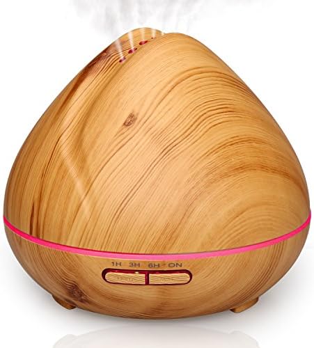 Aroma Diffuser Aromatherapy Essential Oil Diffuser Ultrasonic Cool Mist Humidifier with 7 Color LED Lights Changing Waterless Auto Shut off for home Office CARYOWN 400ml Wood Grain …