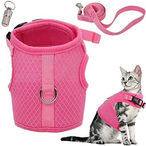 WONDERPUP Adjustable Cat Harness with Leash Set for Walking Escape Proof Soft Air Mesh for Kitty Puppy Rabbits Small Dogs Animal
