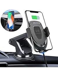 Soporte inalámbrico para cargador de automóvil, 10W   7.5W de carga rápida Sujeción automática Soporte para teléfono para automóvil Tablero de ventilación Ventilación de parabrisas Compatible para iPhone Xs Max   XR   X   8   8Plus Samsung S10   9 8 Nota