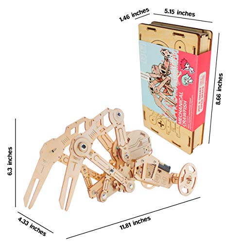 3D DIY Walking Robot Kit Mechanical Wooden Puzzle – Sound Controlled Crawfish Robotics Toy