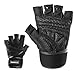 isnowood Weight Lifting Gloves - Padded Anti-Slip Silica Gel Grip, Gym Gloves for Powerlifting, Training, Exercise (Men & Women) with Free Portable Bag (M(Fits 7.5-8 Inches))