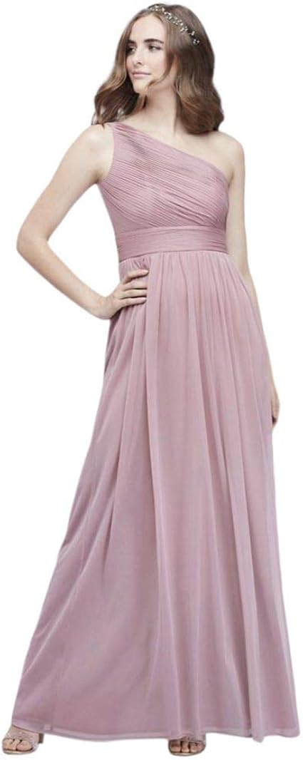 bridesmaid pink pleated mesh maxi dress