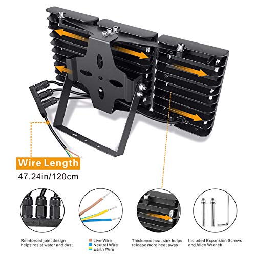 LED Flood Light Outdoor, STASUN 150W 13500lm LED Security Lights with 330°Wide Lighting Area, 6000K Daylight, OSRAM LED Chips, Adjustable Heads, Waterproof, Great for Yard, Street, Parking Lot