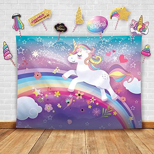 Amazon Com Magical Unicorn Theme Photography Backdrop And Studio Props Great As Birthday Photo Booth Background Girls Rainbow Banner Party Supplies And Princess Baby Shower Decorations Camera Photo