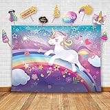 Magical Unicorn Theme Photography Backdrop and Studio Props DIY Kit. Great as Photo Booth Background, Rainbow Birthday Party Supplies and Princess Baby Shower Decorations