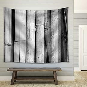 Bamboo Wall, Black and White - Fabric Wall Tapestry Home Decor - 51x60 inches
