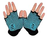 Mato & Hash Yoga Pilates Fingerless Exercise Grip Gloves - Black/Scuba Blue