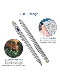 evach 2-in-1 lápiz capacitivo bolígrafo digital electrónico con punta de Ultra fina para iPad iPhone Samsung Tablets, trabajar en visualización táctil capacitiva, bueno en dibujo y escritura, gris., gris