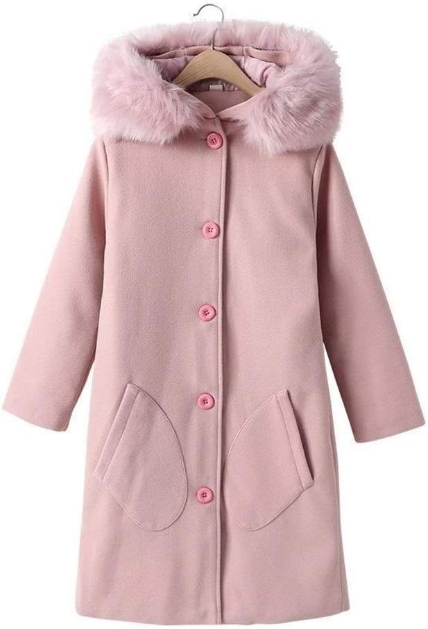 KERVINJESSIE Girls Wool Coat 313Y Teenage Girl Pink Hooded