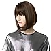 REECHO Bob Wig with Bangs, Short Bob Wigs with Bangs Synthetic Replacement Hair Wigs for Women (11 Inch (Pack of 1), Brown with Auburn Highlights)