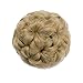 Wavy Chignon Hairpieces Clip in on Synthetic Hair Bun Plastic Combs Bride Updo Hair Extensions Accessory Ribbon Ponytail 24 Blonde