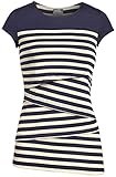 Milk Nursingwear Striped Solid Yoke Nursing Top, Navy L