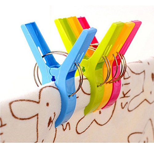 V-Vitoria Durable Large Beach Towel Clips Plastic Clothespins Clothes Pegs Pins Clothes Hanger Clamp (4) Home & Kitchen, Storage & Organization, Laundry Storage & Organization