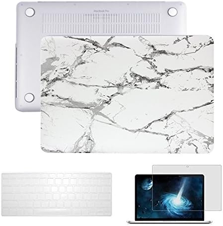 Macbook Pro 13" with Retina Case,Anrain Marble Pattern Rubberized Hard Case &amp; Keyboard Cover &amp; Screen Protector for Macbook Pro 13.3" with Retina Display NO CD-ROM (A1502/A1425),White