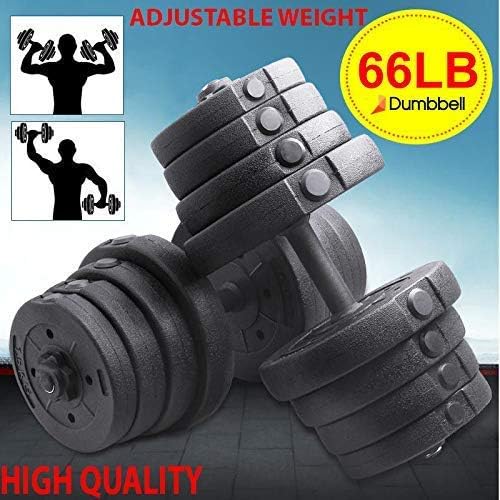 HighHoop 66lbs Weight Dumbbell Set, Adjustable Cap Gym Barbell Plates Body Workout for Indoor Or Home Fitness Exercise Gym System