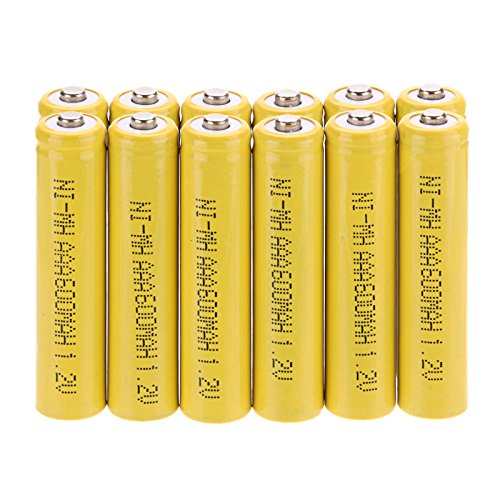 Windmax 12Pcs Yellow Color 3A AAA 1.2V 600mAh Rechargeable Battery White NiMH 3A batteries for Solar Light ...