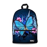 Bigcardesigns Blue Butterfly Canvas Bookbag Backpack