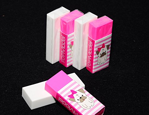 Wekoil Pack 6 Soft Plastic Vinyl Eraser Color Assorted Block Eraser latex free Pencil Eraser for Drawing, Sketch, Writing,White-Pink Erasers Set
