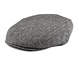 Born to Love - Boy's Tweed Page Boy Newsboy Baby Kids Driver Cap (XXL 58 cm, Grey and Black)