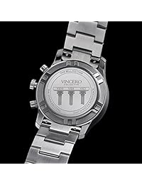 Reloj de lujo para hombre Vincero Bellwether con correa de cuero. Reloj cronógrafo de 43 mm. Movimiento de cuarzo japonés.