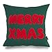 Phantoscope Decorative Christmas Throw Pillow Cover with Grid Background (Merry Xmas)