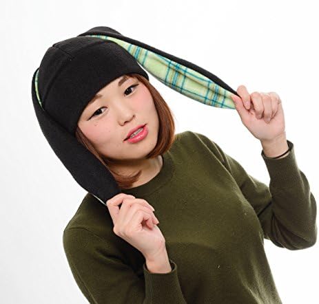 Black bunny Rabbit Ear Hat Toque Beanie Animal Fleece Anime Manga Ski Snowboarding Convention Goth Punk Rave Costume Cosplay Halloween Christmas Gift