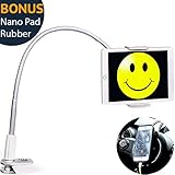 Heavy Duty Aluminum Gooseneck Tablet Stand Mount iPad Stand Desk Mount Tablet Holder iPad Holder for Kitchen Office Bed, Strong & Flexible Arm with 3 Clamps Fit 3.5