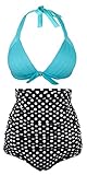 Angerella Women Retro Vintage Polka Floral High Waisted Bikini Swimsuits