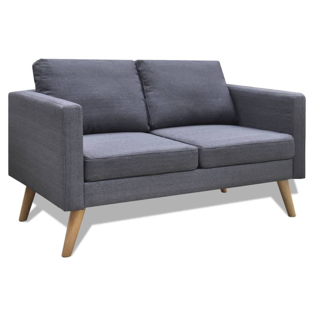 vidaXL-Sofa-de-2-Plazas-con-Cojines-Tapiceria-Tela-Gris-Oscuro-Sillon-Asiento