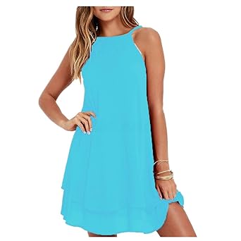 Auifor Frauen ärmelloses Harnes rückenfreies, lockeres Kleid Bodycon Partykleid mit Stretch-Ausschnitt