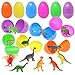 JOYIN 30 Pieces Prefilled Easter Eggs with Dinosaur Figures, Hatch and Grow Dinosaurs, Dinosaur Tattoo and Stamps for Easter Basket Stuffers Party Favors