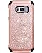 BENTOBEN Galaxy S8 Case, Samsung Galaxy S8 Case, Shockproof Glitter Sparkly Bling 2 in 1 Hybrid Hard PC Shiny Faux Leather Chrome Protective Case for Samsung Galaxy S8 2017 (5.8 Inch), Rose Gold