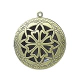 5 Antique Bronze Photo Locket Charm Pendant Filigree