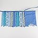 INFEI 3.5M/11.5Ft Floral Vintage Fabric Big Fishtail Flags Bunting Banner Garlands for Wedding, Birthday Party, Outdoor & Home Decoration (Blue)