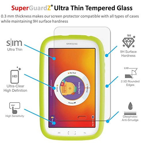 [2-PACK] For Samsung Galaxy Tab E Lite Kids 7" - SuperGuardZ Tempered Glass Screen Protector [Lifetime Replacement], 9H, 0.3mm, 2.5D Round Edge, Anti-Scratch, Anti-Bubble