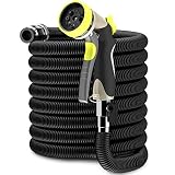 Alma Expandable Garden Hose 50ft - Strongest Expandable Water Hose - Extra Strong Brass Connectors Flexible Expanding Retractable Garden Hose Best for Outdoor Watering New 2019 (black)